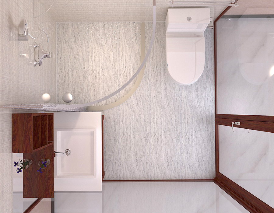 PEC Resin Fiber и RTM Base Apartment Модульная ванная комната со стеклянными стенами